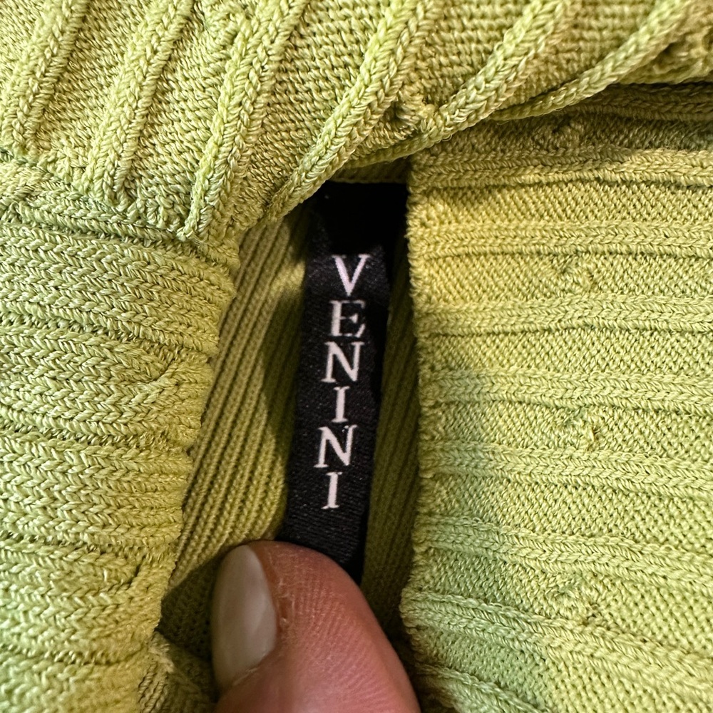 Venini Cable Knit Turtleneck Sweater Size Large Light Green - Picture 6 of 8